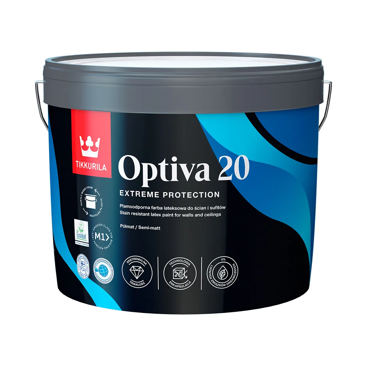 TIKKURILA OPTIVA SEMI MATT 20 – vopsea acrilică latex pentru pereţi interiori - ALB 9 L
