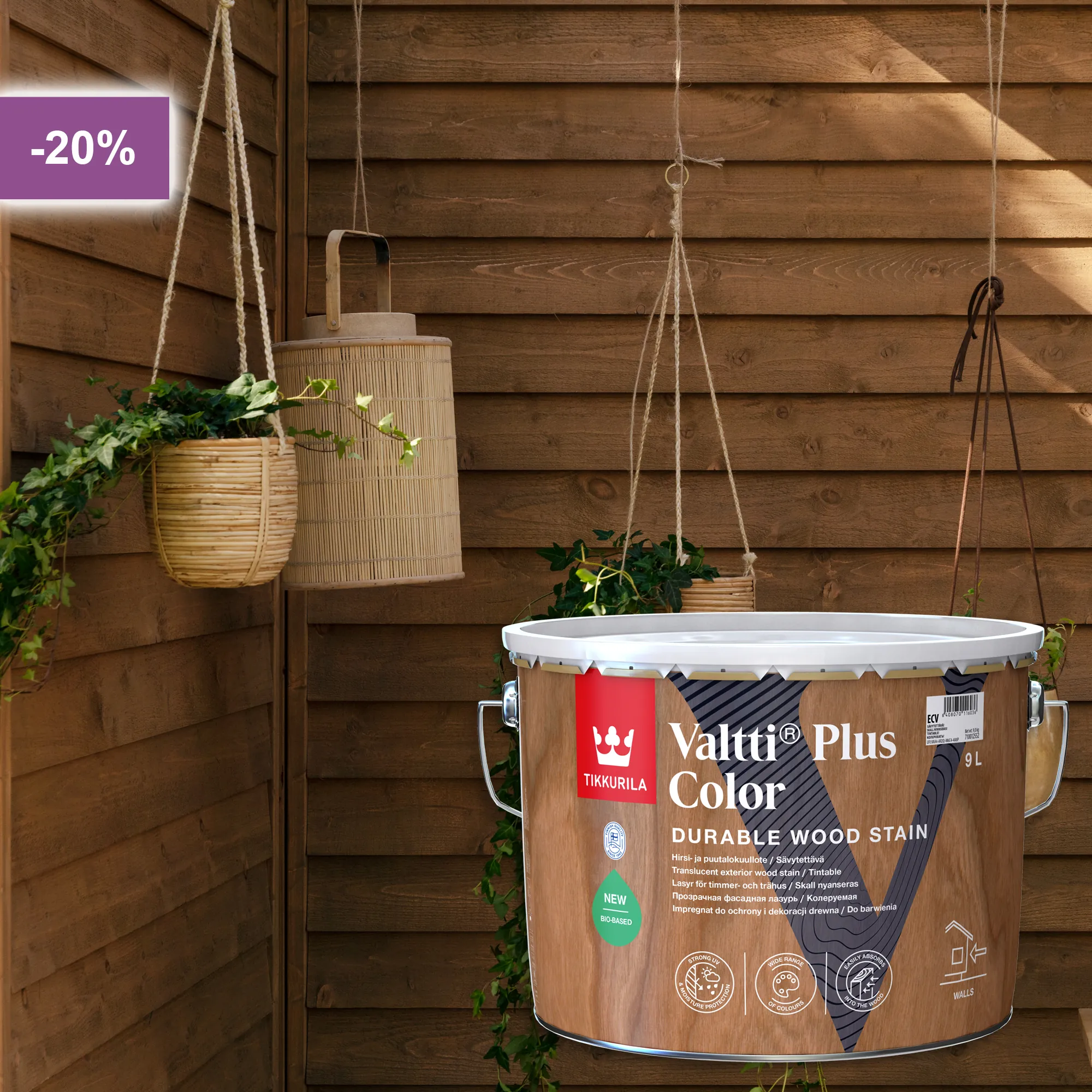 TIKKURILA VALTTI PLUS COLOR – lazură pentru protecția lemnului la exterior 9 L