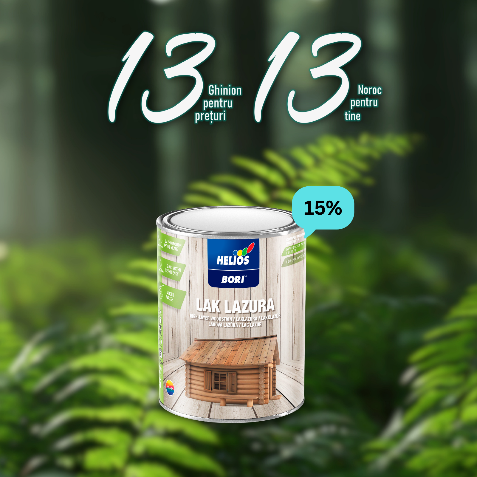 HELIOS BORI - lac lazur cu protectie UV – Ofertă aniversară