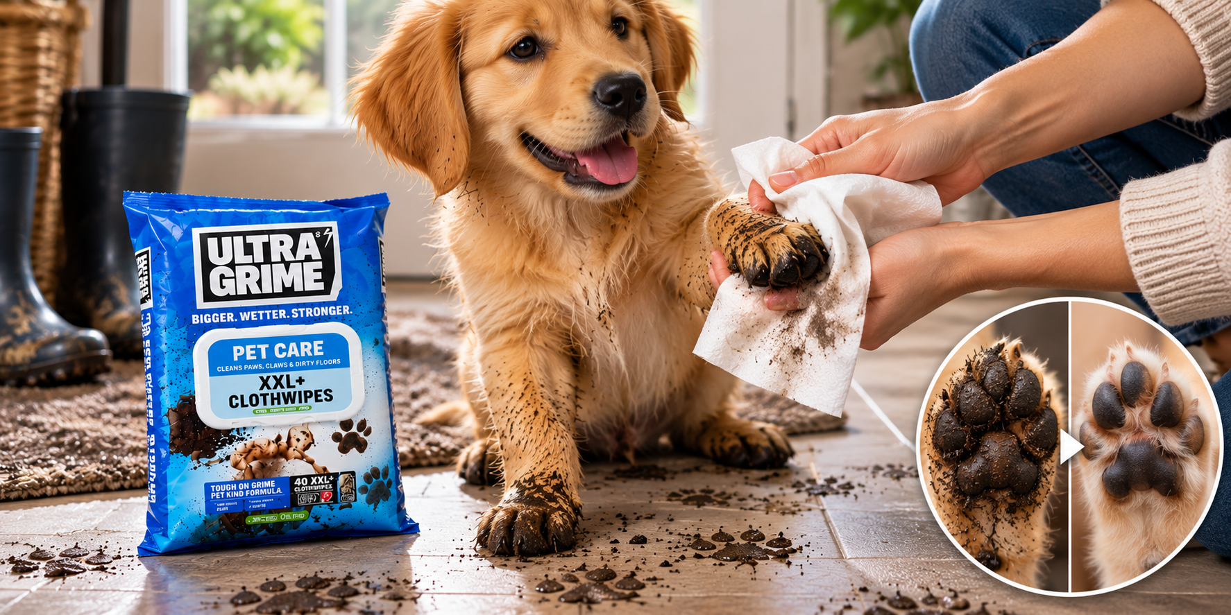 UltraGrime Pet Wipes – curățenie rapidă pentru animalele de companie și casa ta 🐾